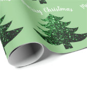 Sparkly tree Vrolijk kerstlicht groen Cadeaupapier (Rol Hoek)