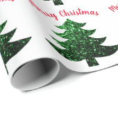 Sparkly tree Vrolijk kerstwit Cadeaupapier (Rol Hoek)