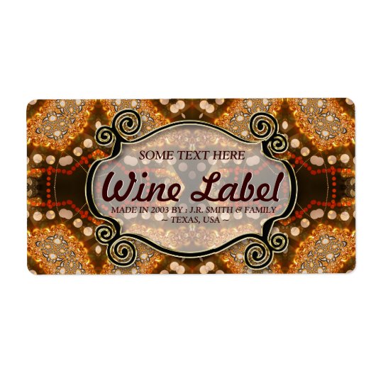 Sparkly Tribal Earth Wedding Wine/Drink Labels (Voorkant)