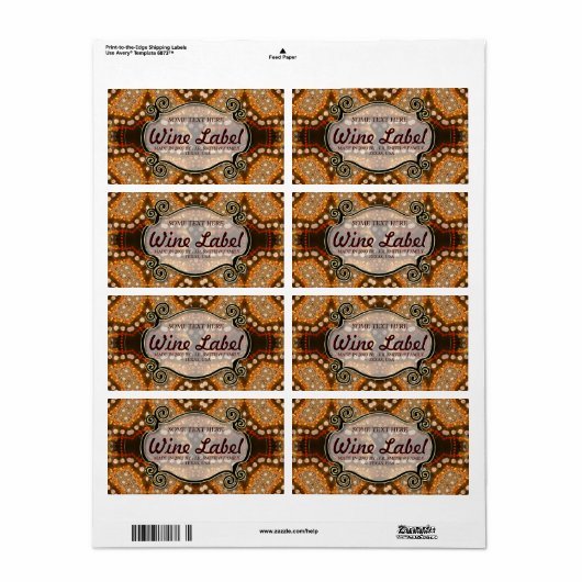 Sparkly Tribal Earth Wedding Wine/Drink Labels (Full Sheet)