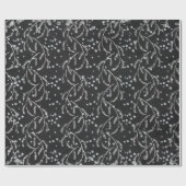 Sparkly Twilight Black Laurel Silver Diamonds Cadeaupapier (Vlak)