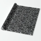 Sparkly Twilight Black Laurel Silver Diamonds Cadeaupapier (Uitgerold)
