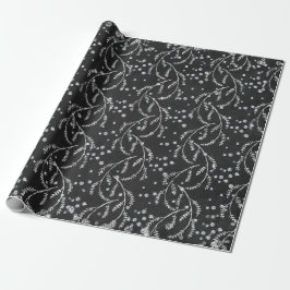 Sparkly Twilight Black Laurel Silver Diamonds Cadeaupapier