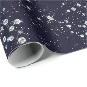 Sparkly Twilight Blue Marine Sky Silver Diamonds Cadeaupapier (Rol Hoek)