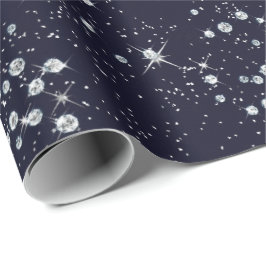 Sparkly Twilight Blue Marine Sky Silver Diamonds Cadeaupapier