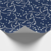 Sparkly Twilight Blue Navy Laurel Silver Diamonds Cadeaupapier (Hoek)