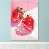 Sparkly Twin Disco Strawberries Pink Aesthetic Canvas Afdruk (Insitu (Houten vloer))