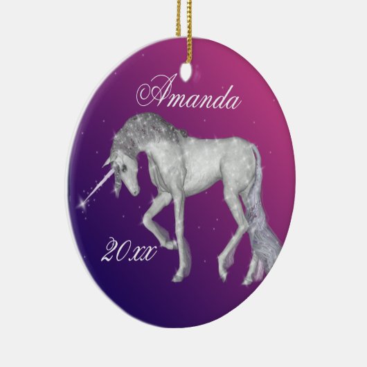 Sparkly Unicorn Fantasy Keramisch Ornament (Rechts)