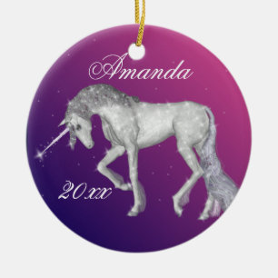 Sparkly Unicorn Fantasy Keramisch Ornament