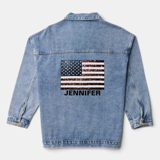 Sparkly USA vlag faux sparkle Jouw naam Denim Jacket (Achterkant)
