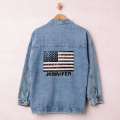 Sparkly USA vlag faux sparkle Jouw naam Denim Jacket (Hangar)