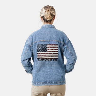 Sparkly USA vlag faux sparkle vintage 4 van juli Denim Jacket