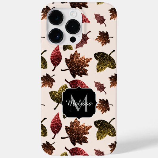 Sparkly verlaat najaarpatroon herfst Monogram Case-Mate iPhone Case (Achterkant)