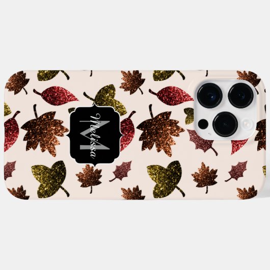 Sparkly verlaat najaarpatroon herfst Monogram Case-Mate iPhone Case (Achterkant (horizontaal))
