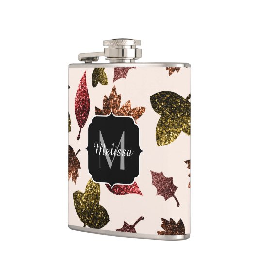 Sparkly verlaat najaarpatroon herfst Monogram Heupfles (Links)