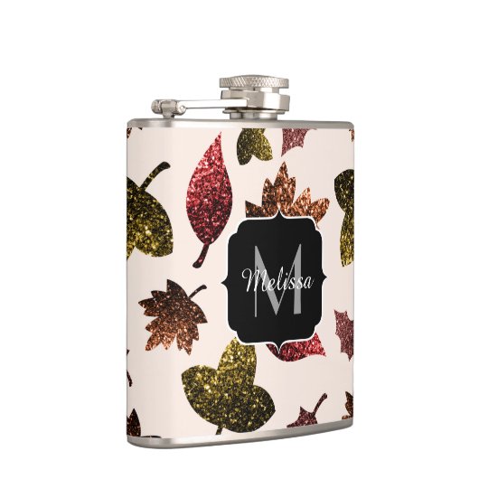 Sparkly verlaat najaarpatroon herfst Monogram Heupfles (Rechts)