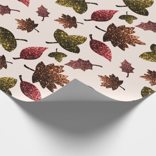 Sparkly vertrekt herfst herfst sparkeert patroon cadeaupapier (Hoek)