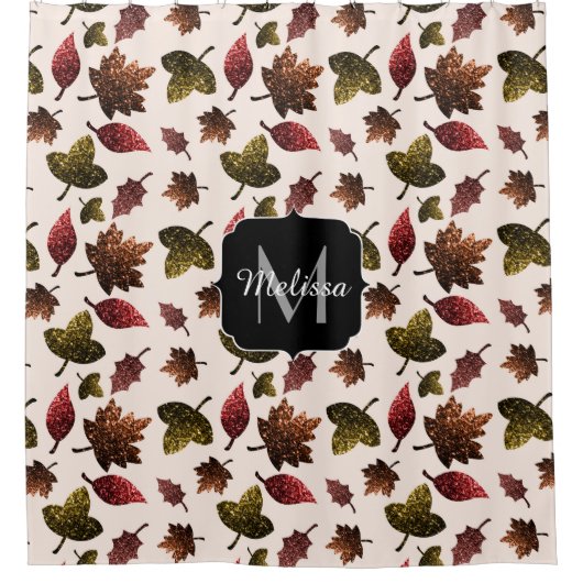 Sparkly vertrekt herfst herfst sparren Monogram Douchegordijn (Voorkant)