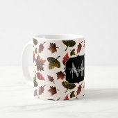 Sparkly vertrekt herfst herfst sparren Monogram Koffiemok (Voorkant links)