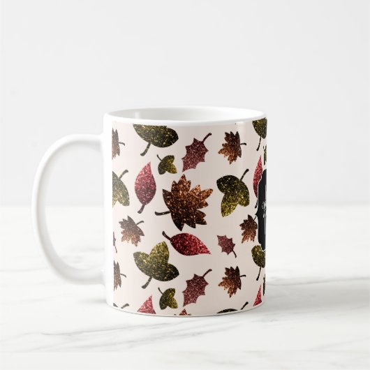 Sparkly vertrekt herfst herfst sparren Monogram Koffiemok (Links)