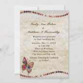 Sparkly Vlinder, Kant & Perkamentbruiloft Kaart (Voorkant)