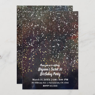 Sparkly Waterverf Earthy Rustic Modern Glam Party Kaart