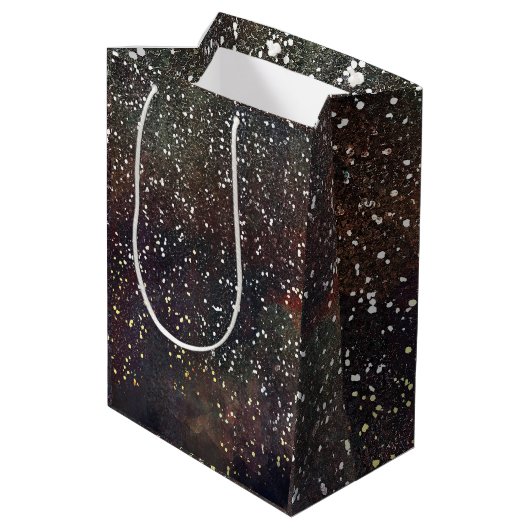 Sparkly Waterverf Earthy Rustic Modern Glam Party Medium Cadeauzakje (Achterkant Gekanteld)