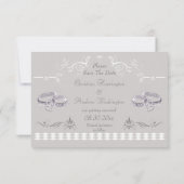 Sparkly Weddenbands & Hearts sparen de Datum Save The Date (Achterkant)