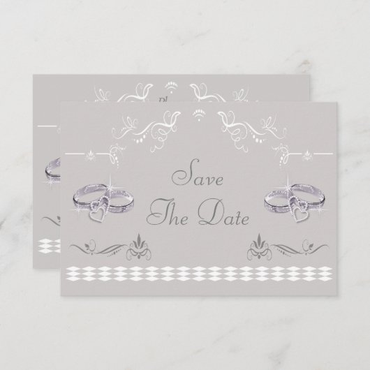 Sparkly Weddenbands & Hearts sparen de Datum Save The Date (Voorkant / Achterkant)