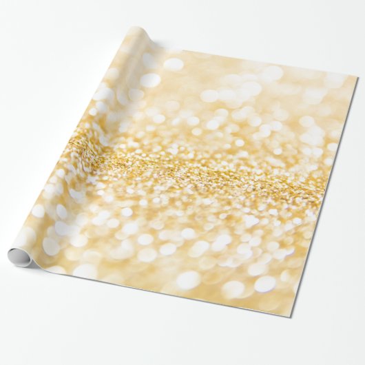 Sparkly White en Gold Glitter Cadeaupapier (Uitgerold)