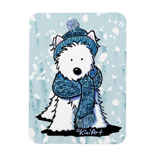 Sparkly Winter Westie Flexi Magnet Magneet (Verticaal)