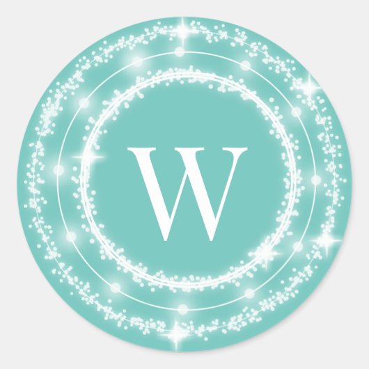 Sparkly Wreath Monogram Sticker (Voorkant)