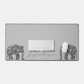 Sparkly zilver mozaïek Olifant aangepaste naam gri Bureaumat (Keyboard & Muis)