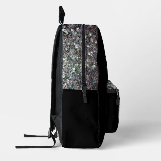 Sparkly zilver mozaïek Olifant Monogram op zwart Bedrukte Rugzak (Links)