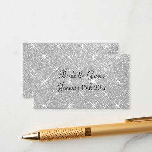 Sparkly zilveren glitter bruiloft behuizing kaarte informatiekaartje