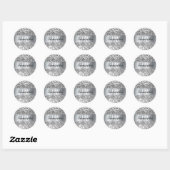 Sparkly Zilveren Glitter Shimmer Monogram Ronde Sticker (Vel)