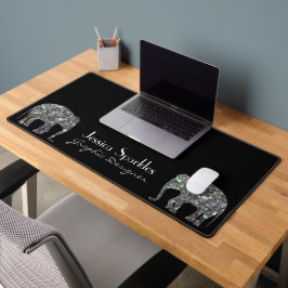 Sparkly zilveren mozaïek glitter Olifant aangepast Bureaumat