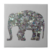 Sparkly zilveren mozaïek glitter Olifant lichtgrij Tegeltje (Voorkant)