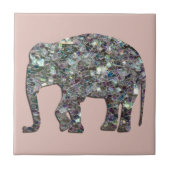 Sparkly zilveren mozaïek glitter Olifant roos roze Tegeltje (Voorkant)