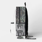 Sparkly zilveren mozaïek Olifant Monogram op wit Bedrukte Rugzak (Rechts)
