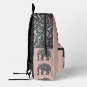 Sparkly zilveren mozaïek Olifant Monogram roos roz Bedrukte Rugzak (Links)