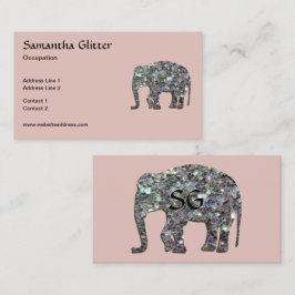 Sparkly zilveren mozaïek Olifant Monogram roos roz Visitekaartje