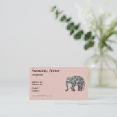 Sparkly zilveren mozaïek Olifant Monogram roos roz Visitekaartje (Staand voorkant)