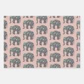 Sparkly zilveren mozaïek Olifantspatroon roos roze Inpakpapier Vel (Voorkant)