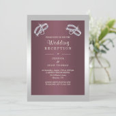 Sparkly Zilveren Ringen & Burgandy bruiloft recept Kaart (Staand voorkant)