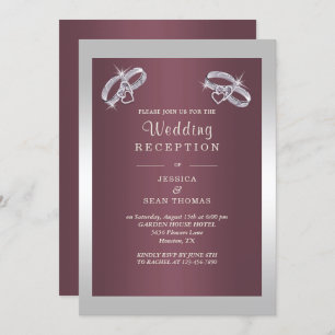 Sparkly Zilveren Ringen & Burgandy bruiloft recept Kaart