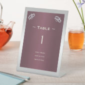 Sparkly Zilveren Ringen & Burgandy Tafelnummer Reclamebord Met Voetstuk (Insitu)