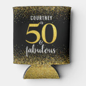 Sparkly zwart goud glitter script 50 en fantastisc blikjeskoeler (Voorkant)