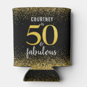 Sparkly zwart goud glitter script 50 en fantastisc blikjeskoeler (Achterkant)