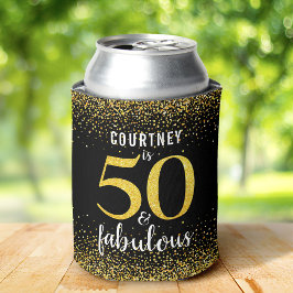 Sparkly zwart goud glitter script 50 en fantastisc blikjeskoeler